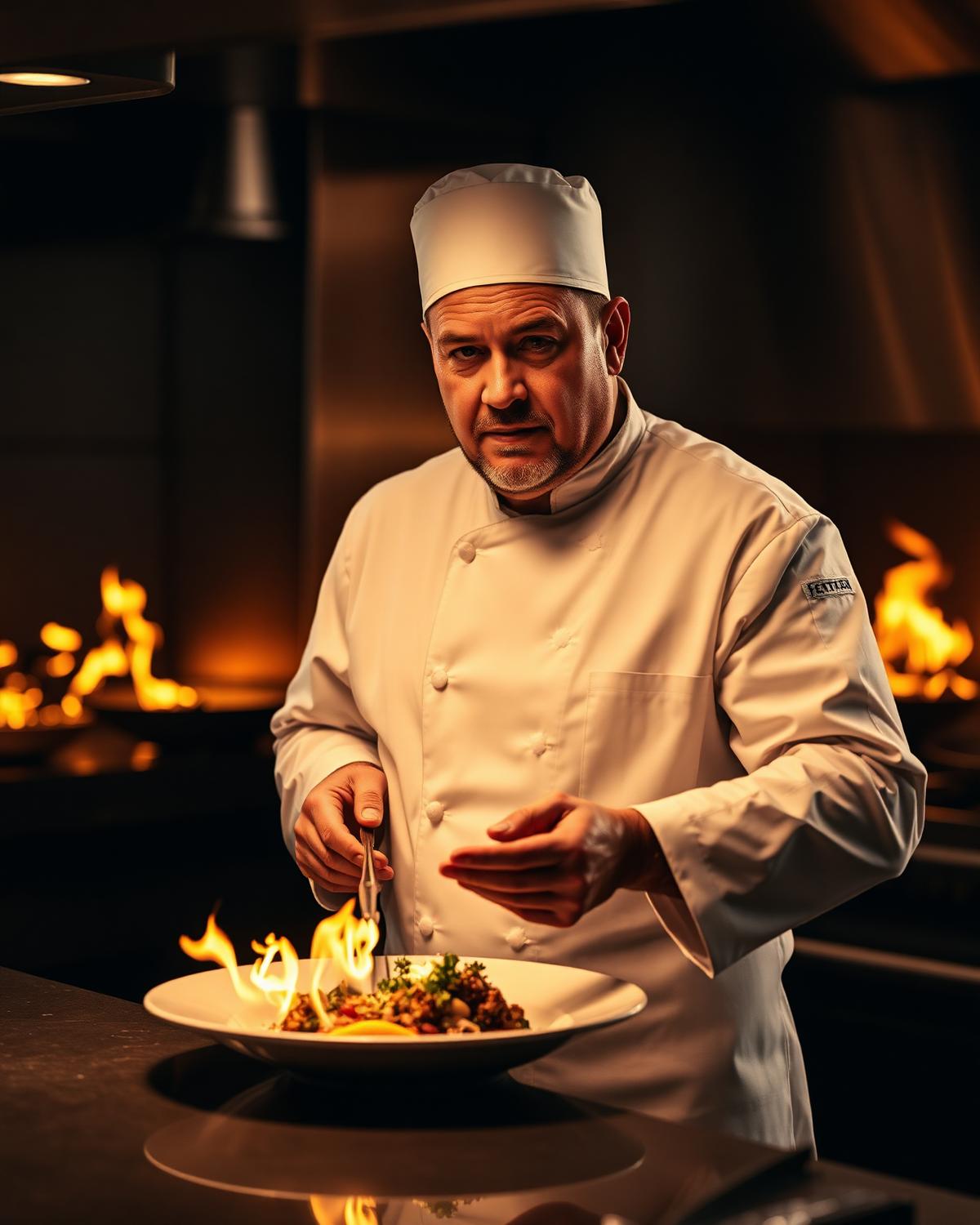 Chef Léon Marchetti in the kitchen